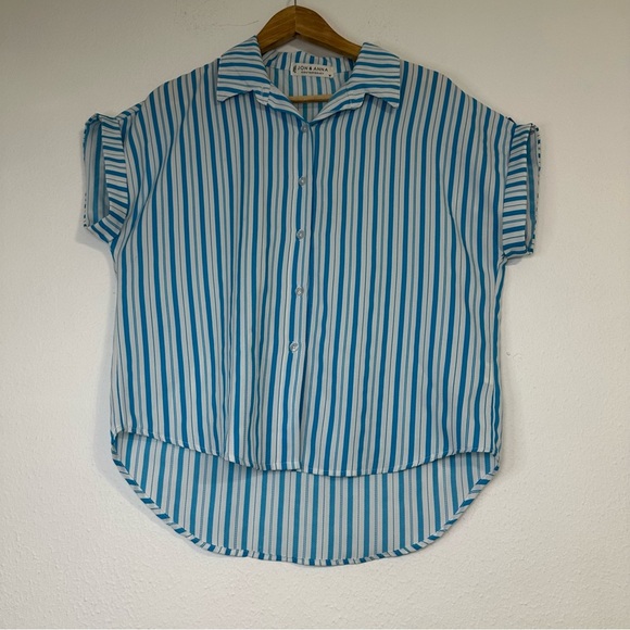 Jon & Anna Casual Striped Button-Up Contemporary Blouse - Picture 2 of 10
